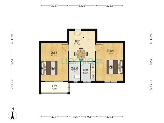 塘南路63号 2室1厅1卫 64平方