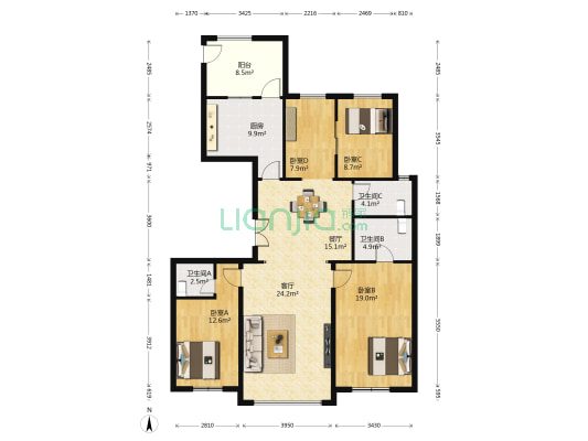 电建金地华宸 4室2厅3卫 143平方