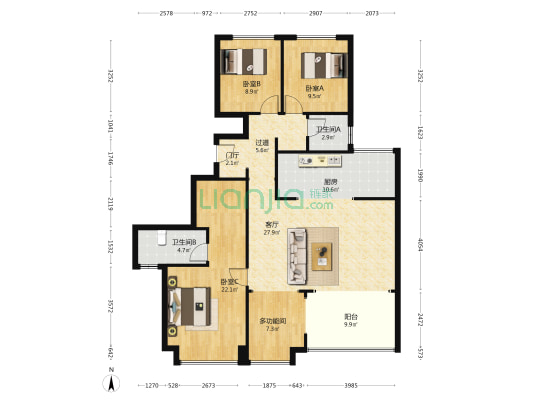 幸福桥TOD幸福拾光东苑 4室1厅2卫 143平方