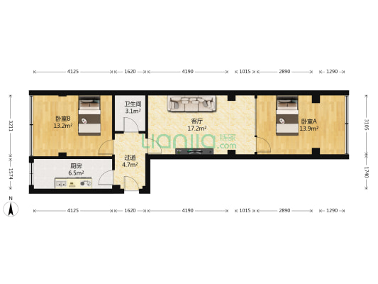 龙康小区 2室1厅1卫 76平方