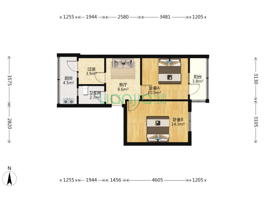 西安南路29号 2室1厅1卫 56平方