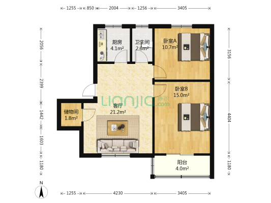 农机公司家属院 2室1厅1卫 71平方