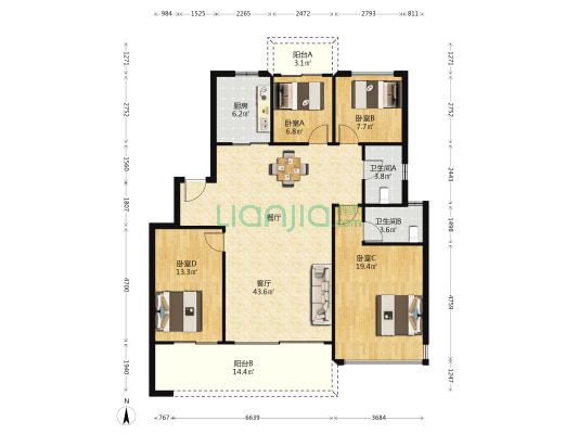 郑州碧桂园天玺湾 4室1厅2卫 141平方