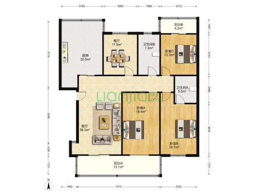富民新村(南通经济技术开发区) 3室2厅2卫 152平方