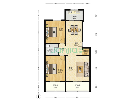 西钢东一区家属院 2室2厅1卫 101平方