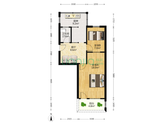 师范桥新村 2室1厅1卫 57平方
