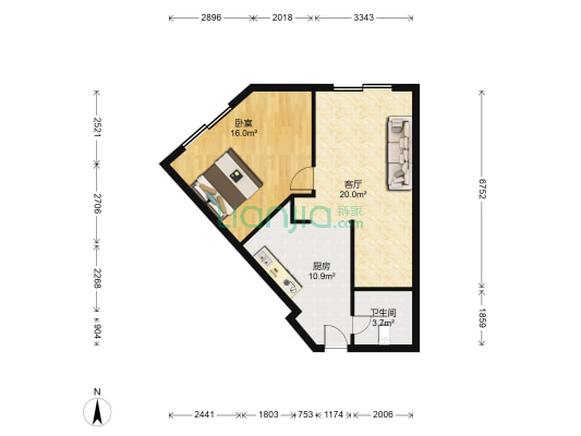 润福智慧谷 1室1厅1卫 82平方