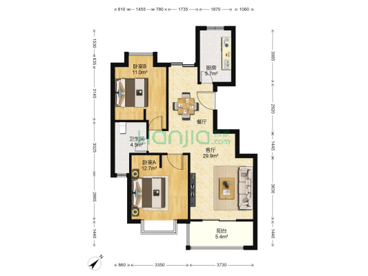 富兴华庭 2室1厅1卫 91平方