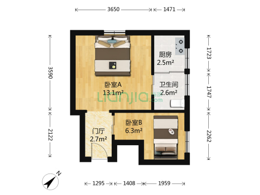 合作里 2室0厅1卫 28平方