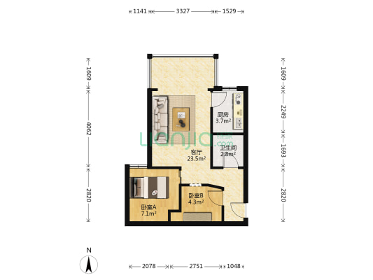 南溪经济园 2室1厅1卫 52平方