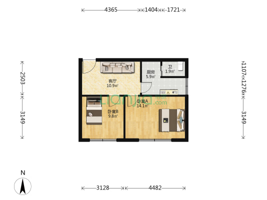 尚义北路40号 2室1厅1卫 54平方