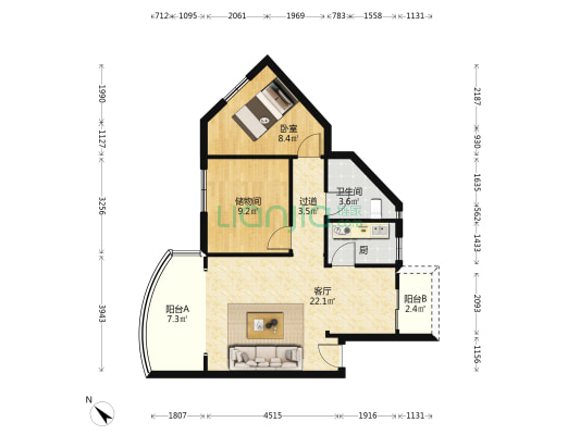 高平商业文化中心 1室1厅1卫 74平方