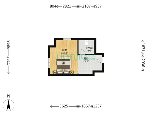 滨河商务中心 1室0厅1卫 45平方