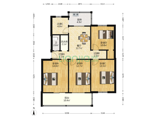 河南省人民出版社家属院 4室1厅1卫 100平方