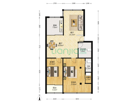 慈光公寓 2室2厅2卫 99平方