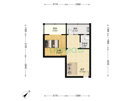 银沙正街51号 1室1厅1卫 40平方