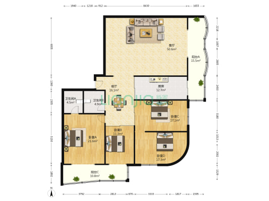紫金相府 4室2厅2卫 230平方