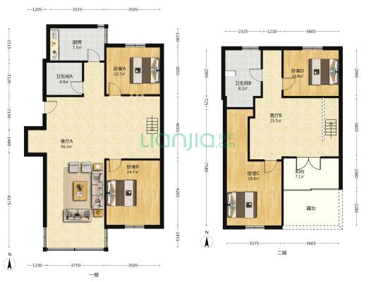 紫藤园 4室2厅2卫 177平方