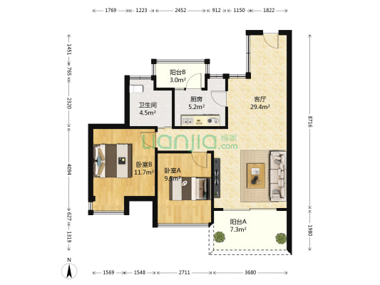 佳兆业上品雅园 2室1厅1卫 72平方