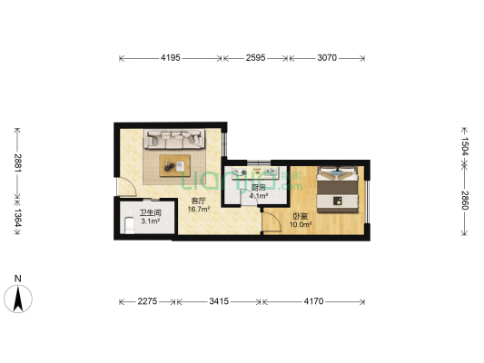 御景春天A区 1室1厅1卫 50平方