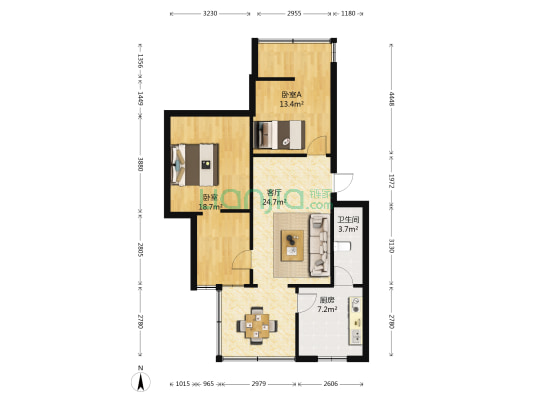 成科路9号院 2室1厅1卫 67平方