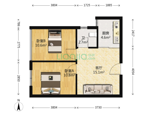 经典华城 2室1厅1卫 60平方