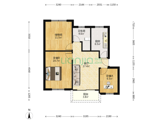 镇南新村 2室1厅1卫 66平方
