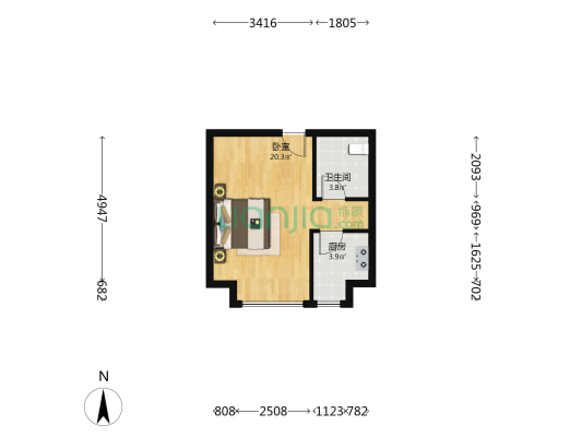 中冶盛世国际广场 1室0厅1卫 48平方