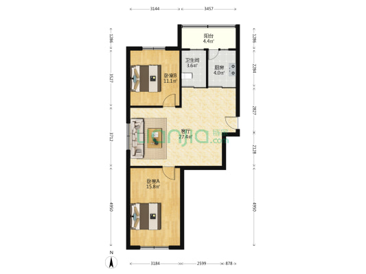八一幸福城新村 2室1厅1卫 82平方