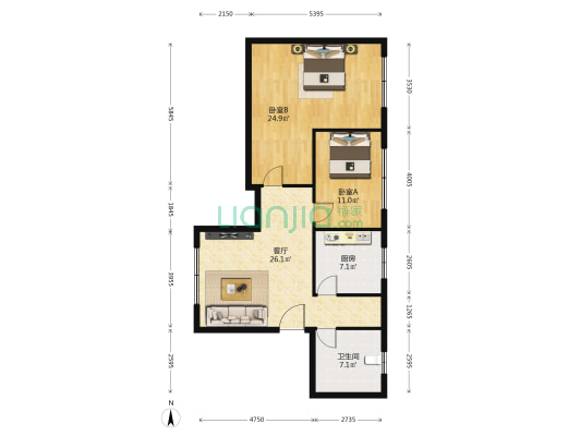 文化巷46号 2室1厅1卫 103平方