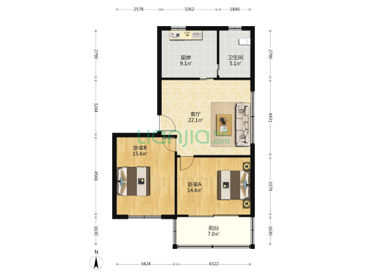 塔城东路365弄 2室1厅1卫 82平方