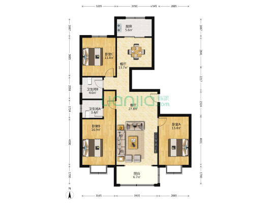 孝和泉韵 3室2厅2卫 141平方