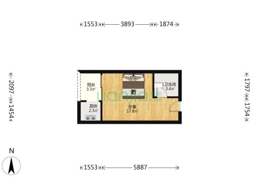 欧阳锦华公寓商住楼 1室0厅1卫 38平方