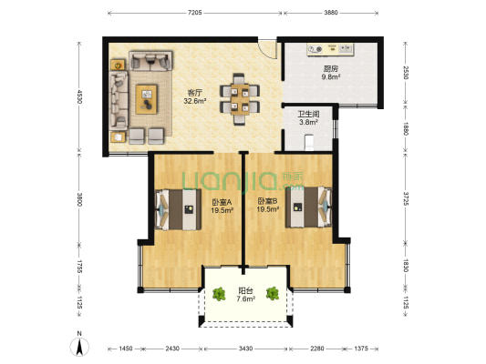 城北三组团 2室1厅1卫 101平方