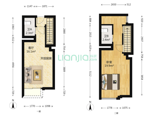 星汇湾花园 1室1厅2卫 38平方