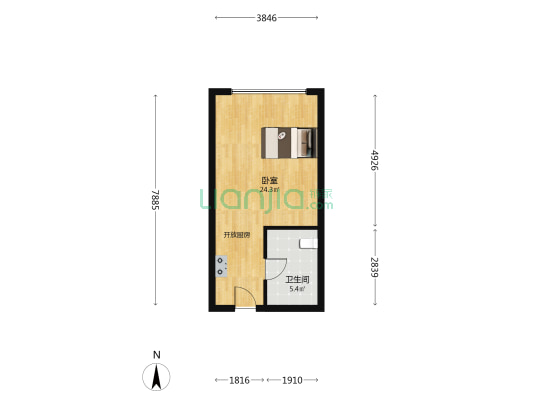 铂悦戴斯公馆 1室0厅1卫 44平方