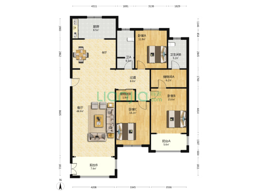 优山美墅（崂山） 3室1厅2卫 194平方