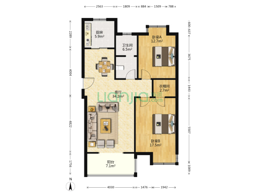 华美润园 2室1厅1卫 100平方