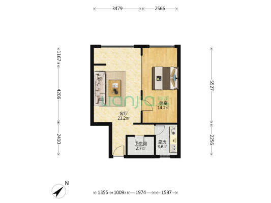 江岚雅社 1室1厅1卫 56平方