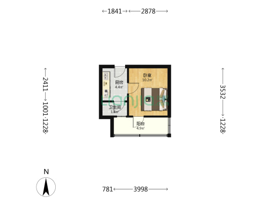 宏图新村 1室0厅1卫 26平方