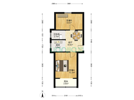 翠云新村 2室1厅1卫 54平方