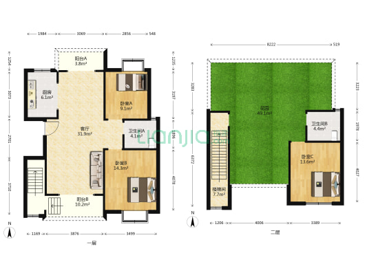 玉屏翠园 3室1厅2卫 119平方