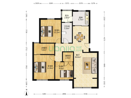 潘家佳苑 3室1厅1卫 109平方