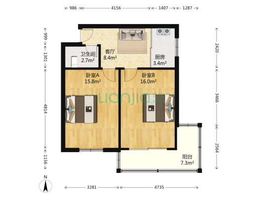 惠华新村A区1-71号 2室1厅1卫 62平方