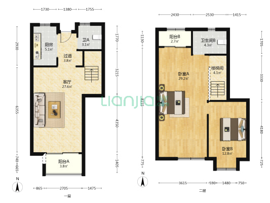 保利檀樾 2室1厅2卫 98平方