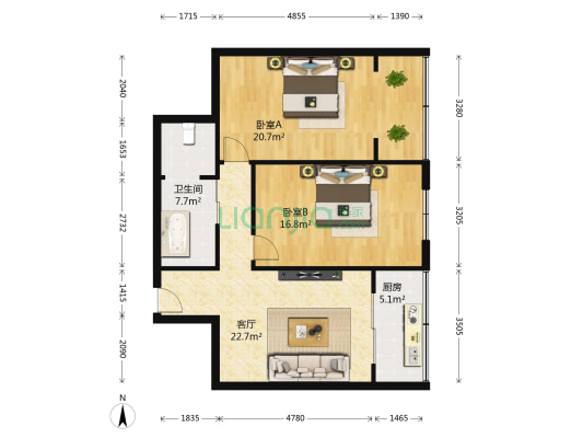 兰州汽车西站家属院 2室1厅1卫 78平方