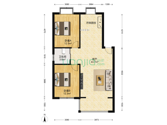 金鹰小区 2室1厅1卫 93平方