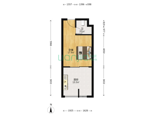 紫御江山誉公馆 1室0厅1卫 50平方