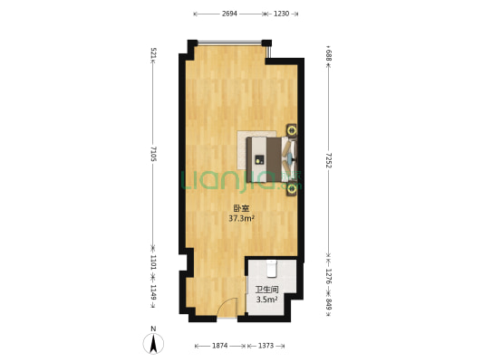 0551国际公寓 1室0厅1卫 62平方