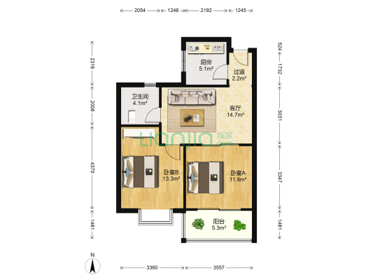 景塘公寓 2室1厅1卫 73平方